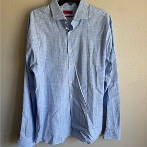 Men’s Blue Hugo Boss Squared Design Long Sleeve Formal Button Up Shirt